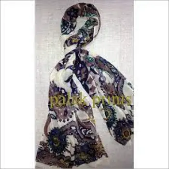 Silk Wool Screen Printed Scarf 